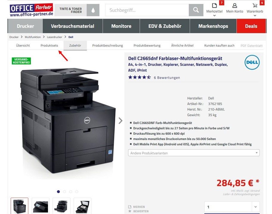 Produktsets bei OFFICE Partner