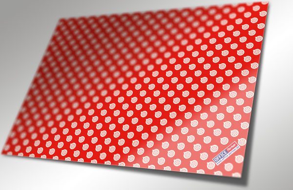 Geschenkpapier rot mit Kugeln