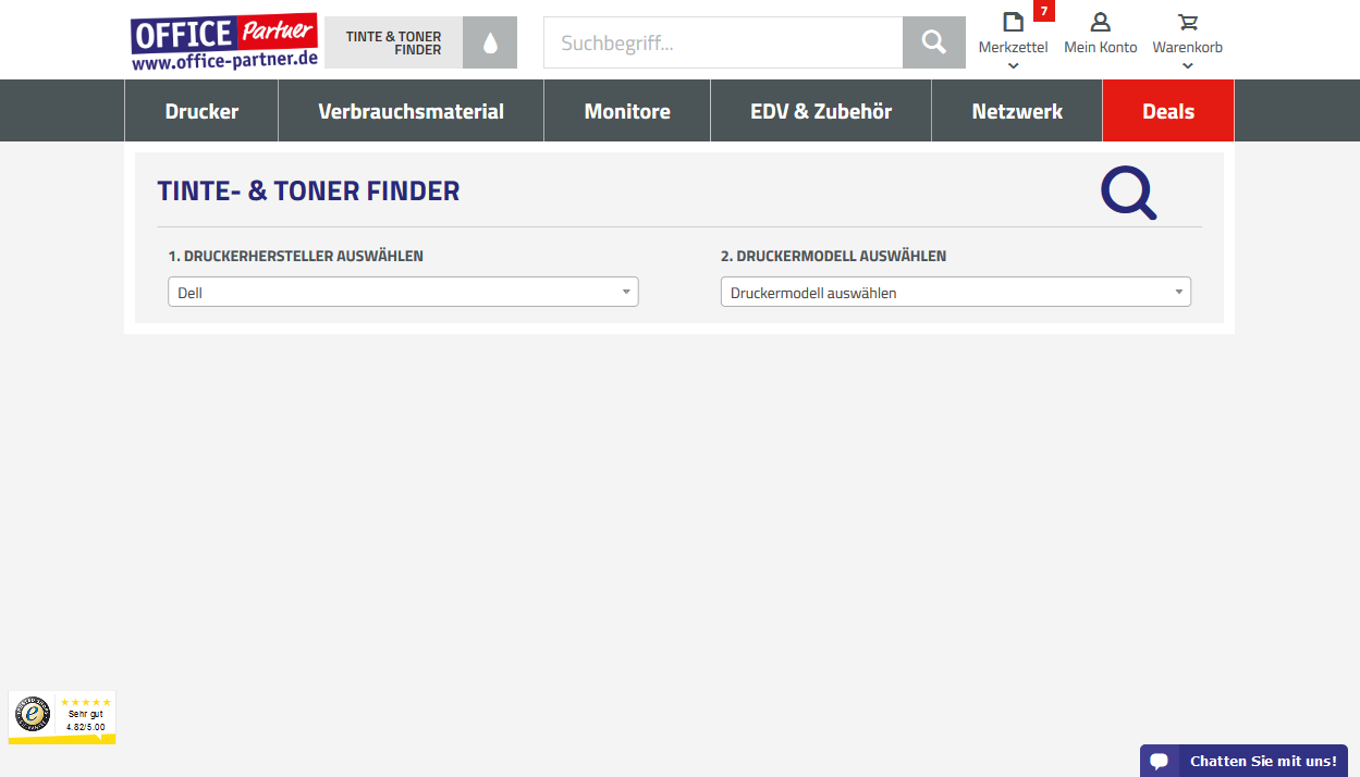 Tinten & Toner Finder bei OFFICE Partner