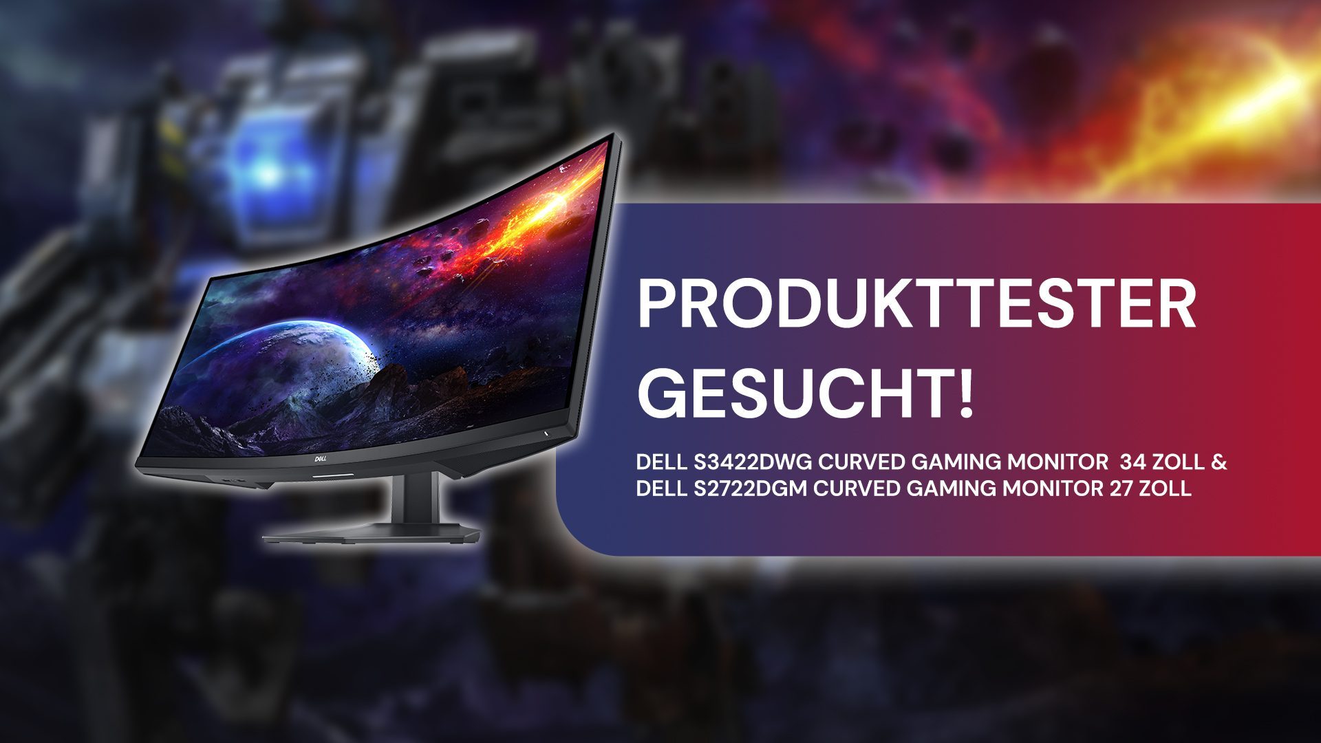 Gamer aufgepasst! Produkttester für 2 Dell Monitore gesucht