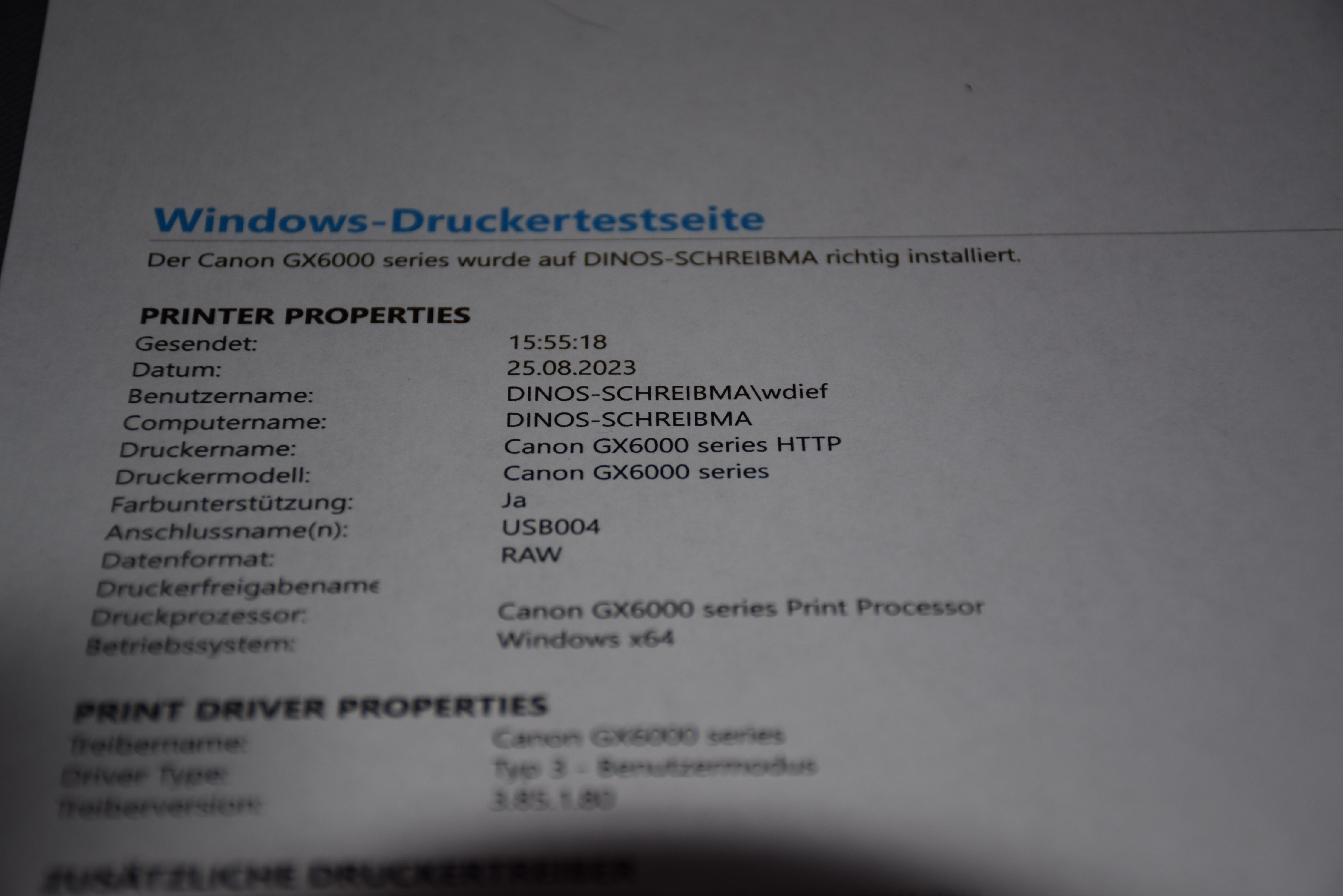 Canon MAXIFY GX6050 Drucktestseite