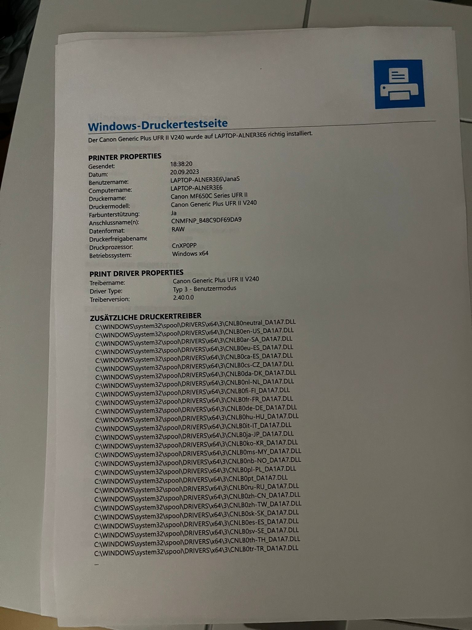 Canon i-SENSYS MF657cdw_Drucktestseite