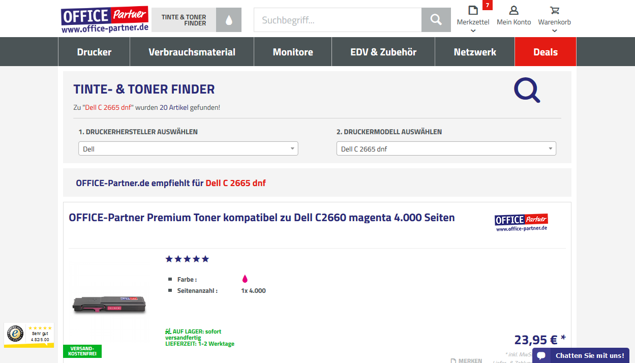 Tinten & Toner Finder bei OFFICE Partner