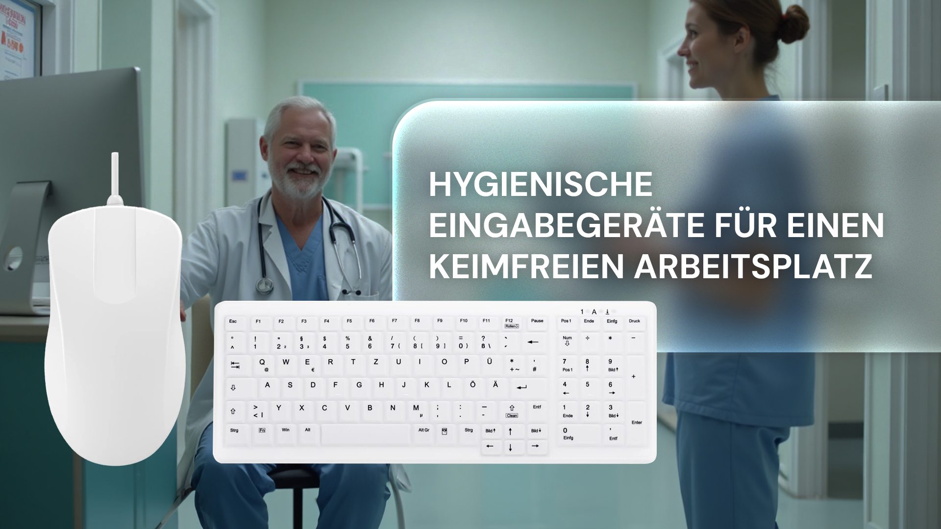 Viren- und Bakterienschutz am Arbeitsplatz: Desinfizierbare Eingabegeräte für medizinische Einrichtungen