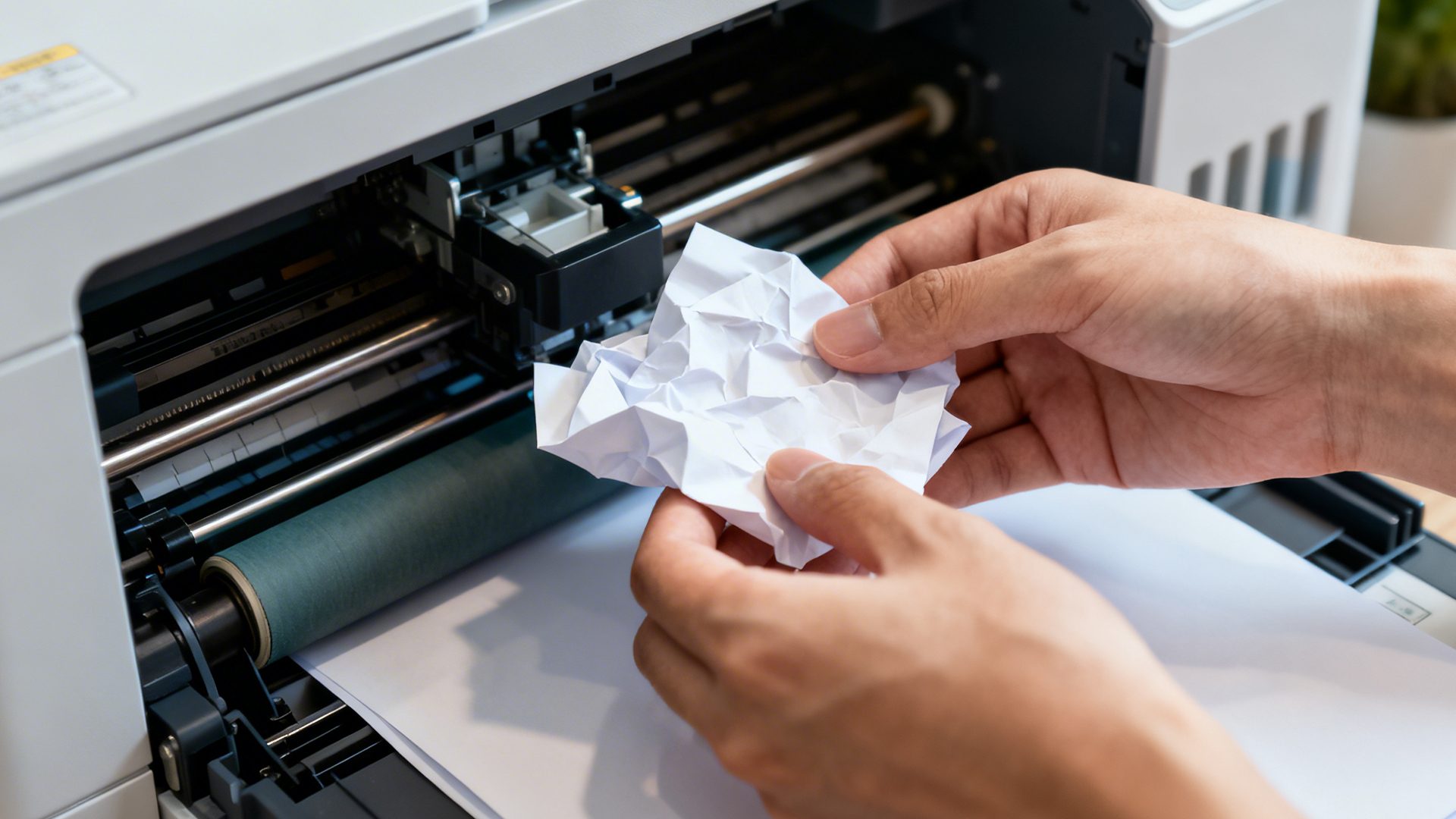 Wie kann ich einen Papierstau im Drucker beheben? 