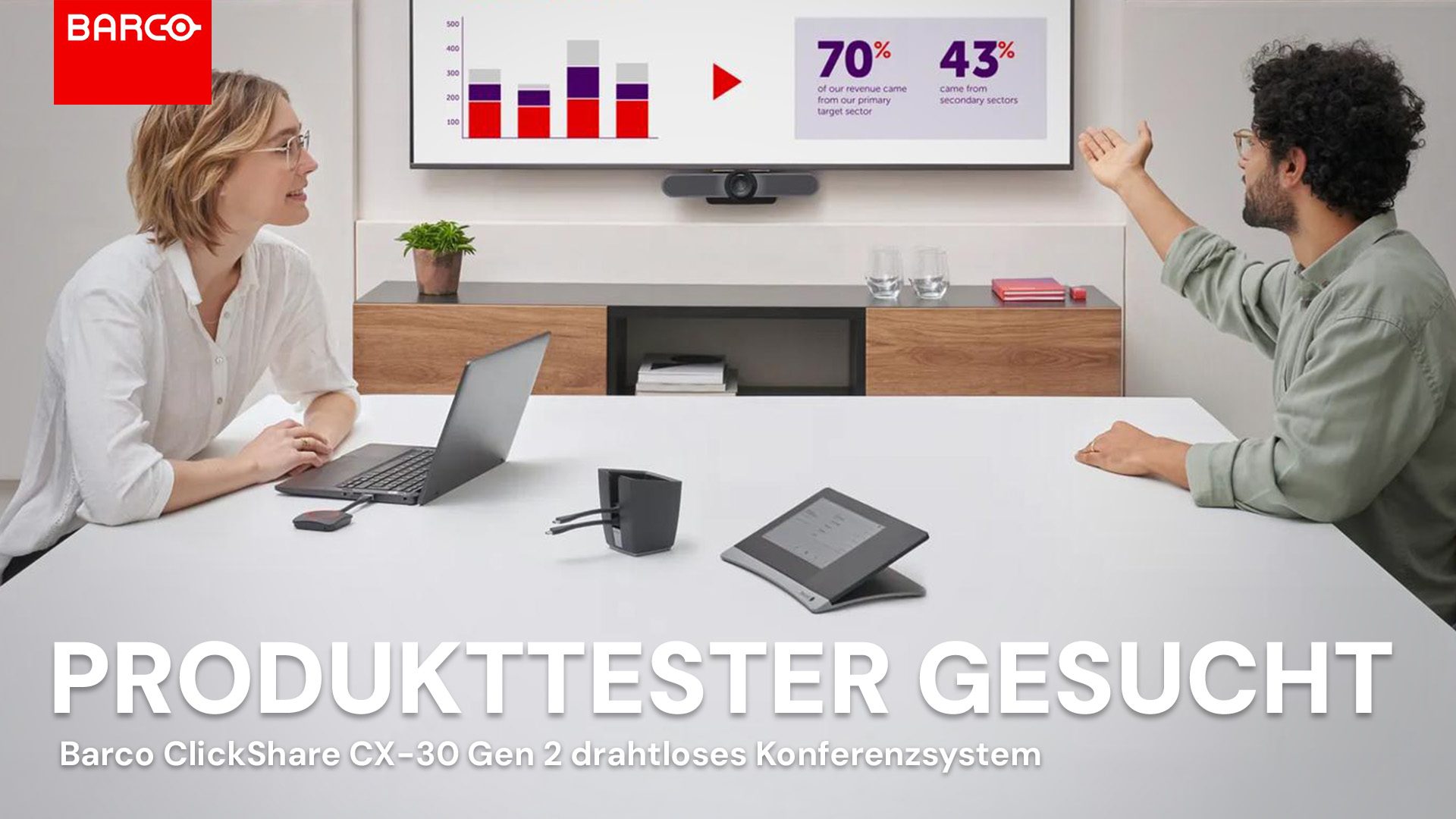 Drahtloses Konferenzsystem ClickShare CX-30 von Barco im Wert von über 2.000€ testen!