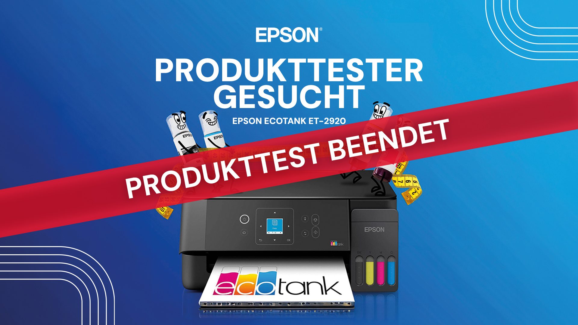 Produkttester gesucht: Epson EcoTank ET-2920 A4-Tintentank-Multifunktionsdrucker kostenlos* testen