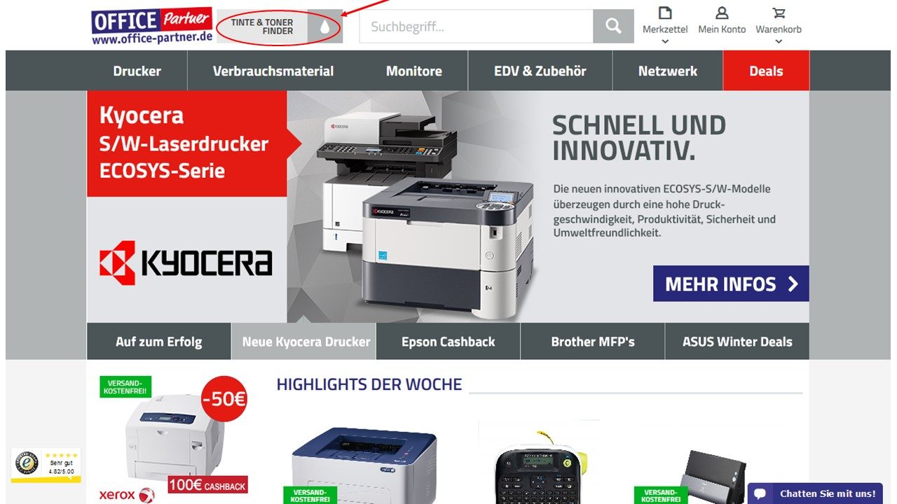 Tinten & Toner Finder bei OFFICE Partner